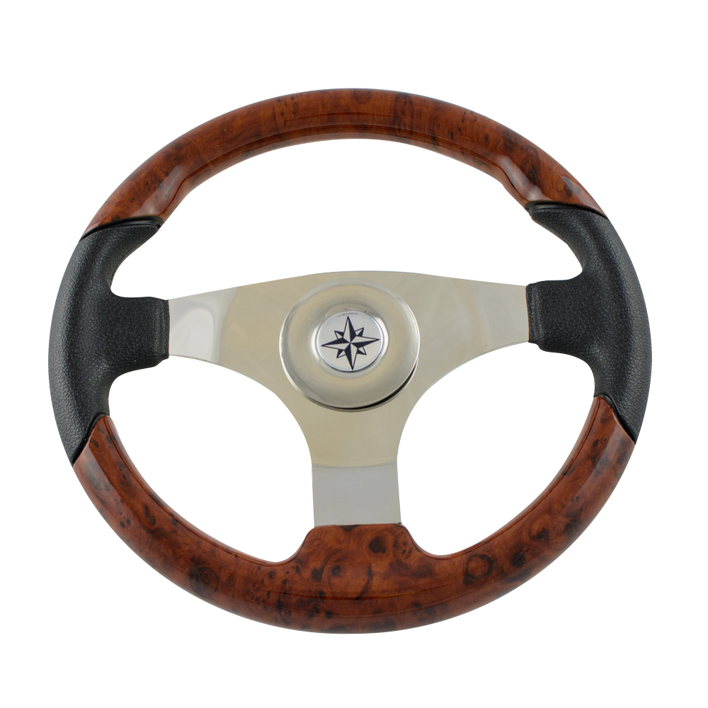 Steering Wheel - Wood / Stainless Steel - 350mm