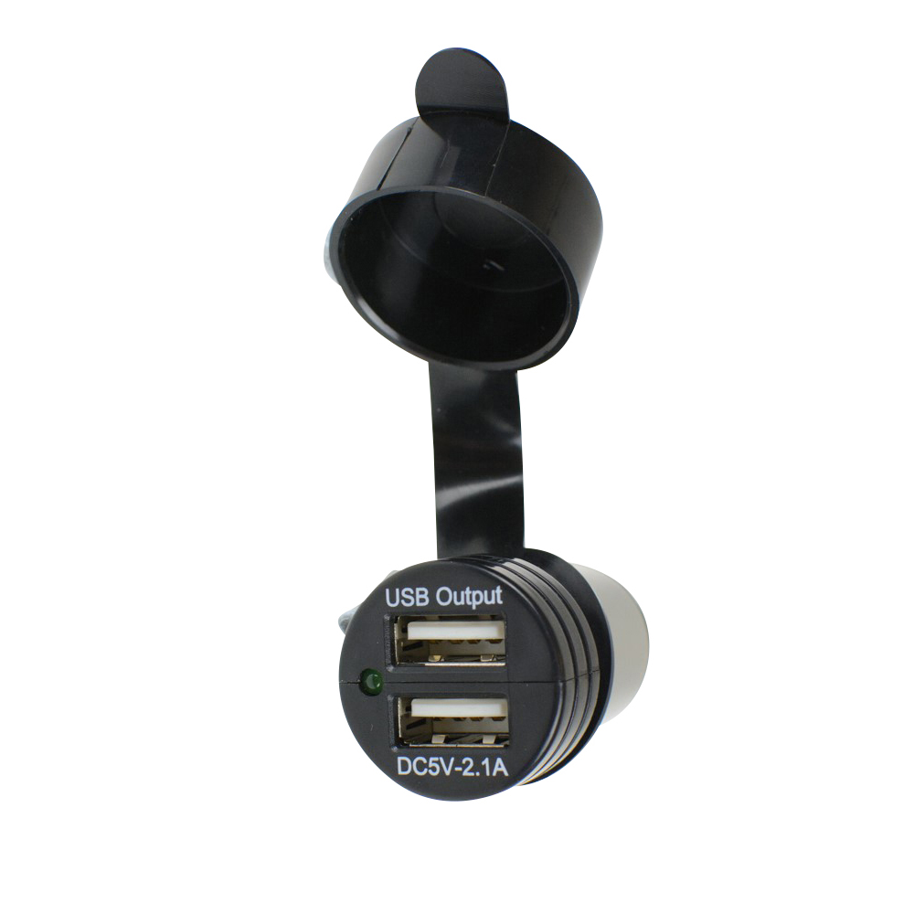 Double USB to DC Adapter with Watertight Cap