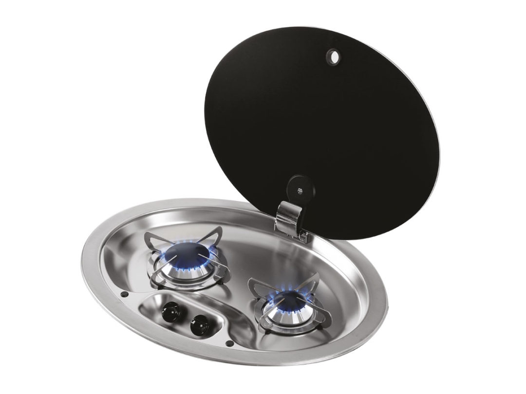 Double Gas Hob With Glass Lid Oval CAN FC1348 Float Your Boat