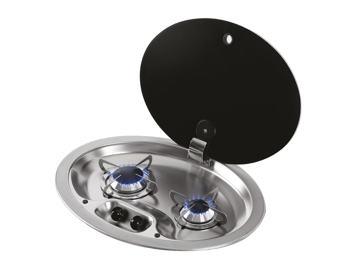 Double Gas Hob With Glass Lid - Oval - CAN FC1348