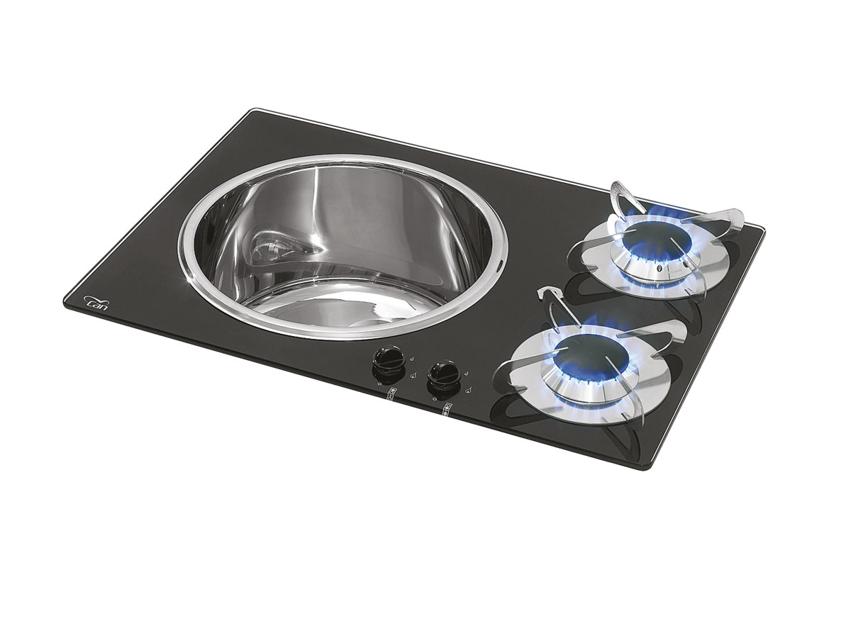 Sink & Double Hob Combo - 600 x 420mm - CAN PV1360